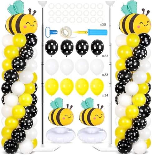 2 Sets Bee Balloon Column Stand Kit Adjustable Bee Party Balloon Decor