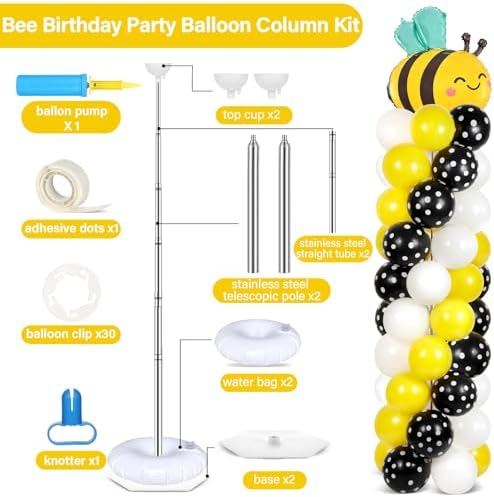 2 Sets Bee Balloon Column Stand Kit Adjustable Bee Party Balloon Decor, alternate view 2