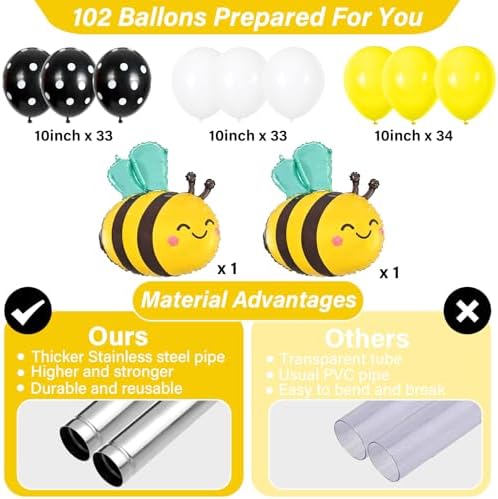 2 Sets Bee Balloon Column Stand Kit Adjustable Bee Party Balloon Decor, alternate view 3