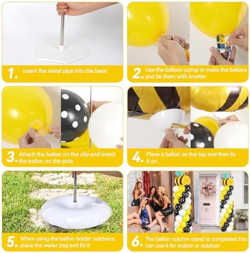 2 Sets Bee Balloon Column Stand Kit Adjustable Bee Party Balloon Decor, alternate view 4