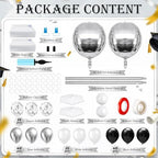 2 Sets Black Silver White Balloon Column Stand Kit, Adjustable Floor Tower with Foil & Latex Balloons for, alternate view 2