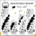 2 Sets Black Silver White Balloon Column Stand Kit, Adjustable Floor Tower with Foil & Latex Balloons for, alternate view 4