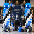 2 Sets Blue and Black White Balloon Column Stand Kit for, Adjustable Floor Balloon Arch Tower with Foil & Latex