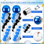 2 Sets Blue and Black White Balloon Column Stand Kit for, Adjustable Floor Balloon Arch Tower with Foil & Latex, alternate