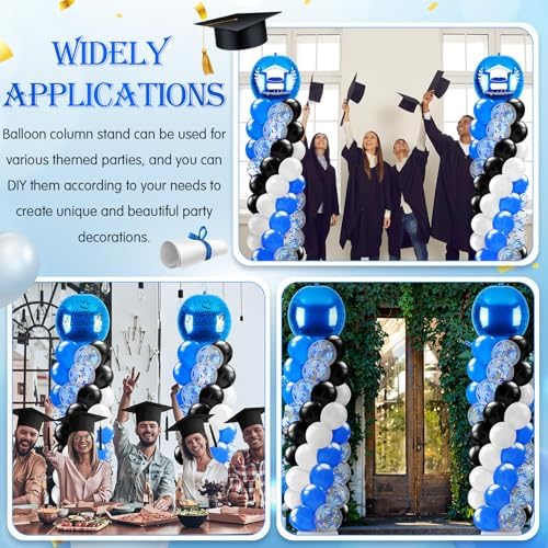 2 Sets Blue and Black White Balloon Column Stand Kit for, Adjustable Floor Balloon Arch Tower with Foil & Latex, alternate
