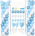 2 Sets Blue Bow Balloon Column Stand Adjustable Blue Heart Balloon Decor