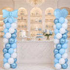 2 Sets Blue Bow Balloon Column Stand Adjustable Blue Heart Balloon Decor, alternate view 2