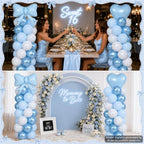 2 Sets Blue Bow Balloon Column Stand Adjustable Blue Heart Balloon Decor, alternate view 6