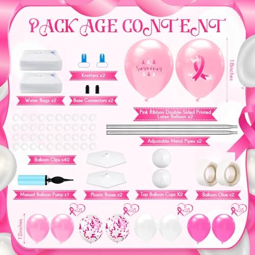 2 Sets Breast Cancer Awareness Balloon Column Stand Kit, alternate view 2