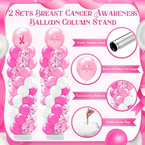 2 Sets Breast Cancer Awareness Balloon Column Stand Kit, alternate view 3