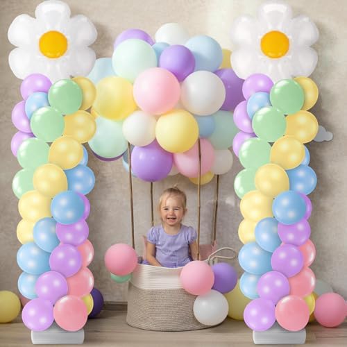 2 Sets Daisy Pastel Balloon Column Stand Kit for Macaron Boho Summer, alternate view 2