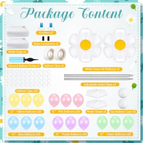 2 Sets Daisy Pastel Balloon Column Stand Kit for Macaron Boho Summer, alternate view 3