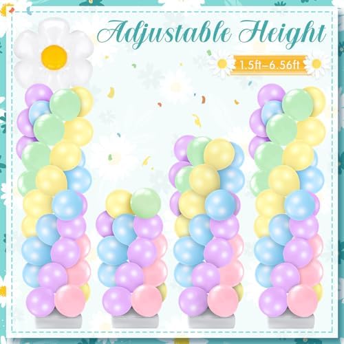 2 Sets Daisy Pastel Balloon Column Stand Kit for Macaron Boho Summer, alternate view 5