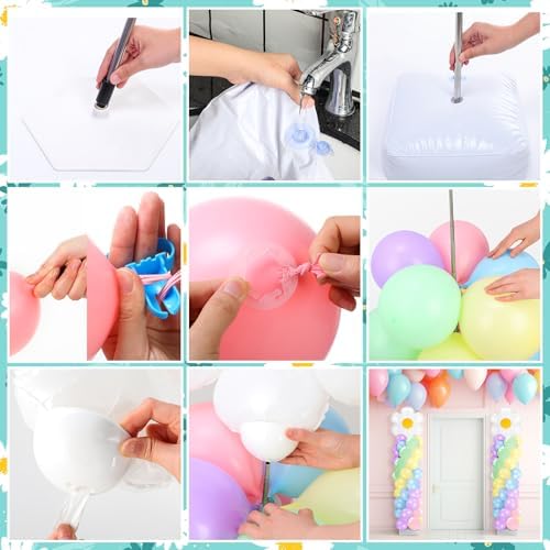 2 Sets Daisy Pastel Balloon Column Stand Kit for Macaron Boho Summer, alternate view 6