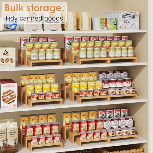 2 Sets DIY Bamboo Can Organizer for Pantry, 3-Tier 6-Piece Can Display Rack in Bamboo, alternate view 5