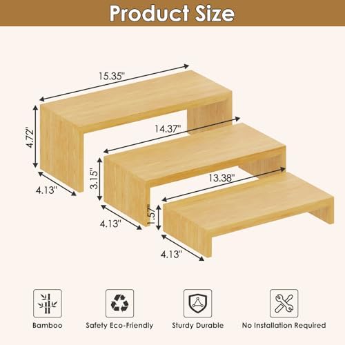 2 Sets DIY Bamboo Can Organizer for Pantry, 3-Tier 6-Piece Can Display Rack in Bamboo, alternate view 6