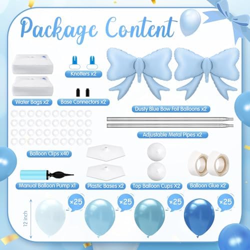 2 Sets Dusty Blue Bow Balloon Column Stand Kit, alternate view 3