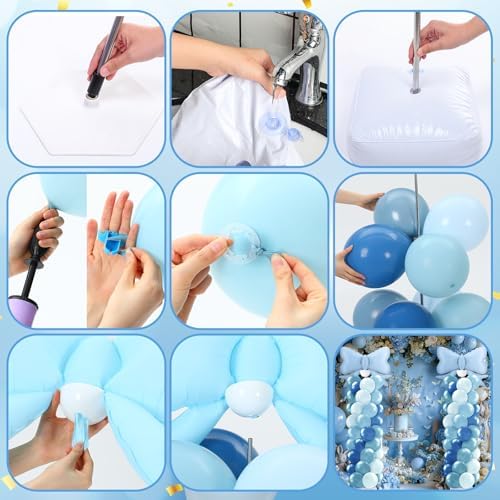 2 Sets Dusty Blue Bow Balloon Column Stand Kit, alternate view 6