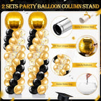 2 Sets Gold and Black Graduation Balloon Column Stand Kit for Class of 2026, Adjustable Floor Balloon Arch Tower, alternate