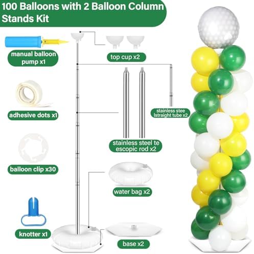 2 Sets Golf Balloon Column Stand Kit Adjustable Golf Party Balloon Decor, alternate view 3