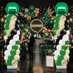 2 Sets Green Black White Balloon Column Stand Kit, Adjustable Floor Balloon Tower with Foil & Latex Balloons