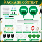 2 Sets Green Black White Balloon Column Stand Kit, Adjustable Floor Balloon Tower with Foil & Latex Balloons, alternate view