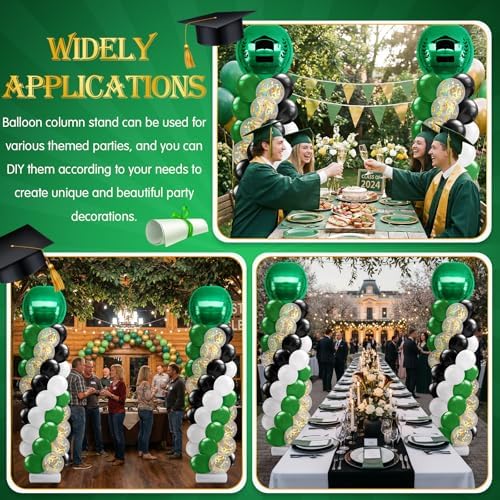 2 Sets Green Black White Balloon Column Stand Kit, Adjustable Floor Balloon Tower with Foil & Latex Balloons, alternate view