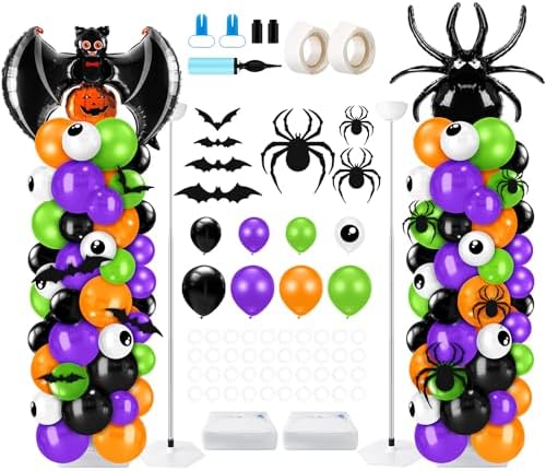 2 Sets Halloween Balloon Column Kit, Bat, Spider