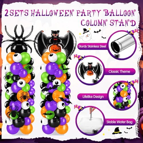2 Sets Halloween Balloon Column Kit, Bat, Spider, alternate view 6