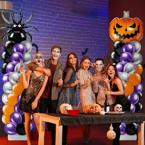 2 Sets Halloween Balloon Column Stand Kit with Pumpkin Spider, alternate view 2
