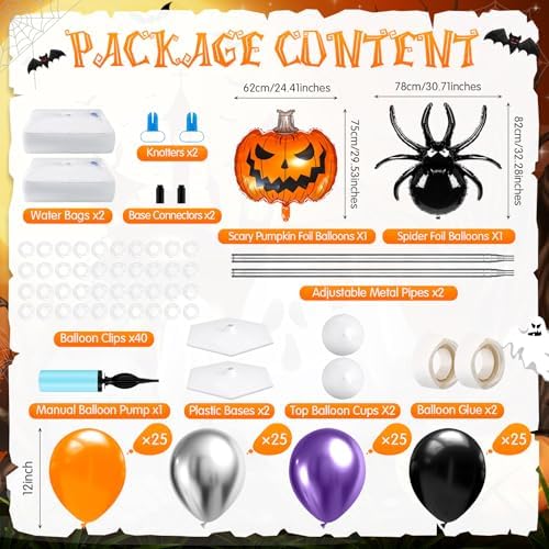 2 Sets Halloween Balloon Column Stand Kit with Pumpkin Spider, alternate view 3