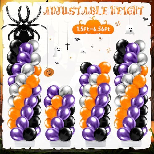 2 Sets Halloween Balloon Column Stand Kit with Pumpkin Spider, alternate view 6