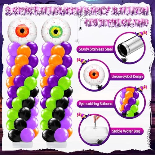 2 Sets Halloween Eyeball Balloon Column Stand Kit, alternate view 3