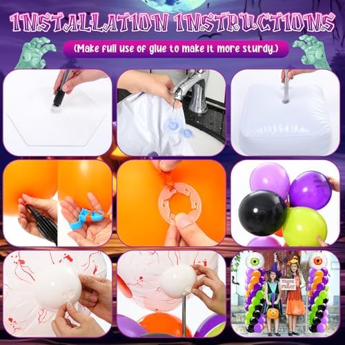 2 Sets Halloween Eyeball Balloon Column Stand Kit, alternate view 4