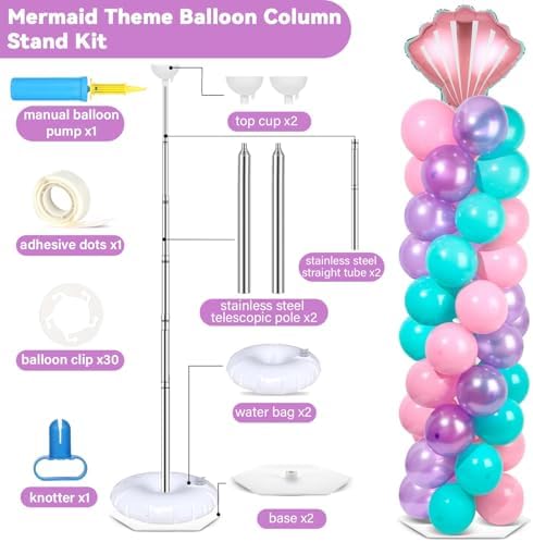 2 Sets Mermaid Balloon Column Stand Kit Adjustable Mermaid Balloon Decor, alternate view 3