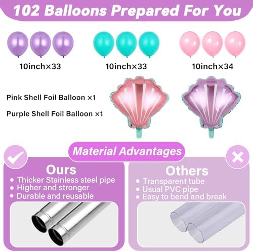 2 Sets Mermaid Balloon Column Stand Kit Adjustable Mermaid Balloon Decor, alternate view 4