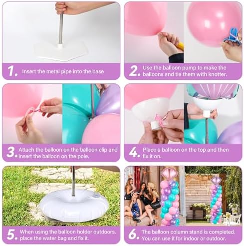 2 Sets Mermaid Balloon Column Stand Kit Adjustable Mermaid Balloon Decor, alternate view 5