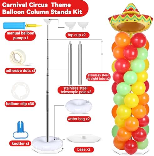2 Sets Mexican Fiesta Balloon Column Stand Adjustable Cactus Balloon Decor, alternate view 3