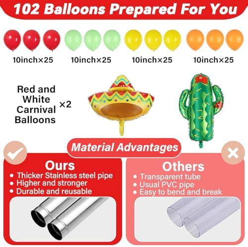 2 Sets Mexican Fiesta Balloon Column Stand Adjustable Cactus Balloon Decor, alternate view 4