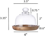 2 Sets Mini Cake Stand, Cake Plate Server Platter with Dome in 4 inches in Transparent, Wood color, alternate view 3