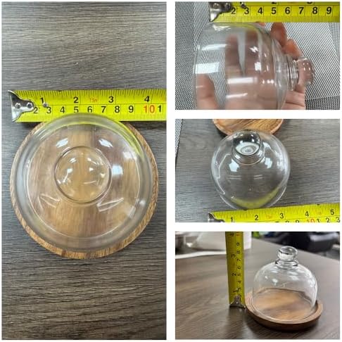 2 Sets Mini Cake Stand, Cake Plate Server Platter with Dome in 4 inches in Transparent, Wood color, alternate view 4