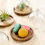 2 Sets Mini Cake Stand, Cake Plate Server Platter with Dome in 4 inches in Transparent, Wood color, alternate view 6