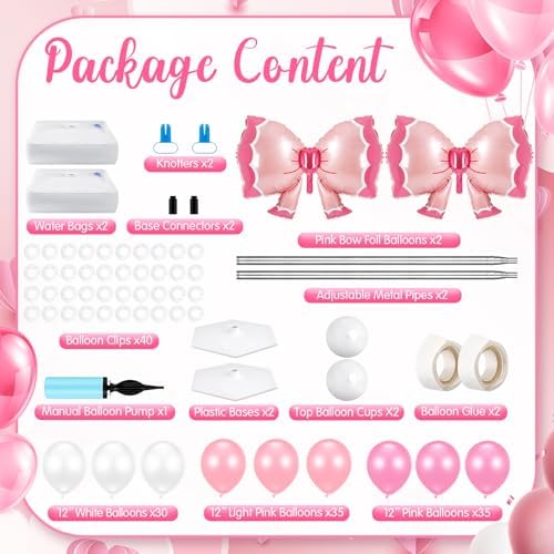 2 Sets Pink Bow Balloon Column Stand Kit, alternate view 3