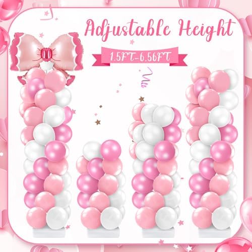 2 Sets Pink Bow Balloon Column Stand Kit, alternate view 5