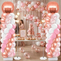 2 Sets Pink Rose Gold Balloon Column Stand Kit, Adjustable Floor Balloon Arch Tower for Birthday Bridal Shower