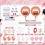 2 Sets Pink Rose Gold Balloon Column Stand Kit, Adjustable Floor Balloon Arch Tower for Birthday Bridal Shower, alternate