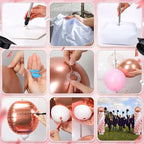 2 Sets Pink Rose Gold Balloon Column Stand Kit, Adjustable Floor Balloon Arch Tower for Birthday Bridal Shower, alternate