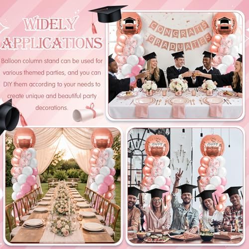 2 Sets Pink Rose Gold Balloon Column Stand Kit, Adjustable Floor Balloon Arch Tower for Birthday Bridal Shower, alternate