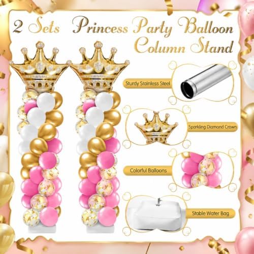 2 Sets Princess Party Balloon Column Stand Kit, Princess Theme Decor, alternate view 5