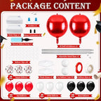 2 Sets Red Black and White Balloon Column Stand Kit, Adjustable Floor Balloon Arch Tower with Foil & Latex, alternate view 2